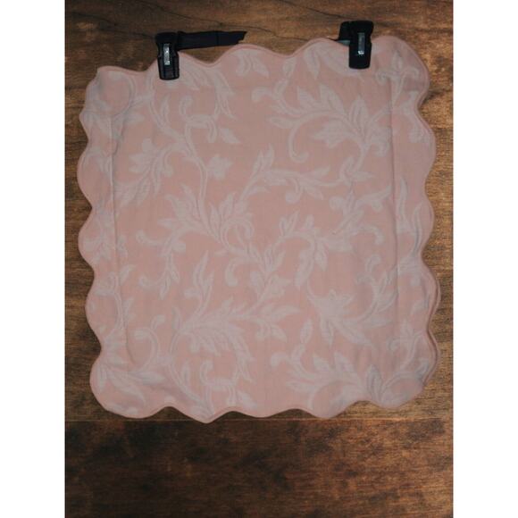 Pair Blushing Pink Matelassé Pillow Slipcover Cases 15" Square – Floral Raised - Picture 7 of 7